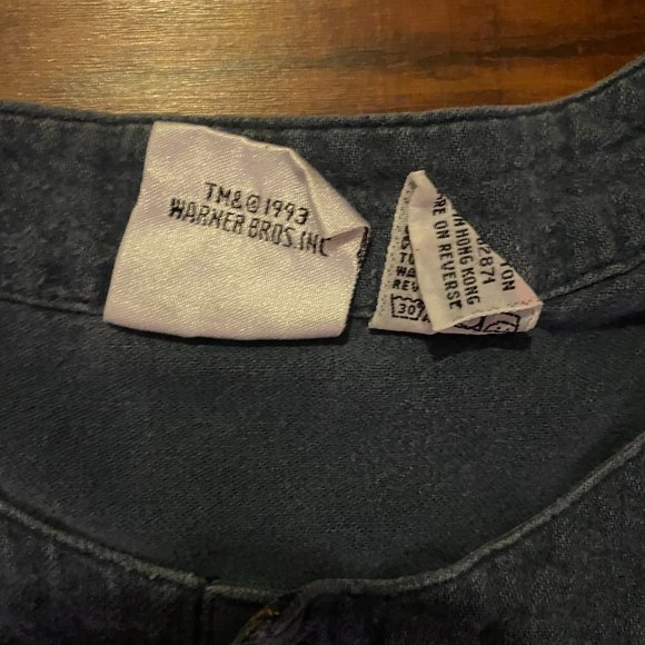 Vintage 1993 Wiley Coyote Road Runner Acme Clothing Looney Tunes Long Big Shirt - Picture 3 of 5